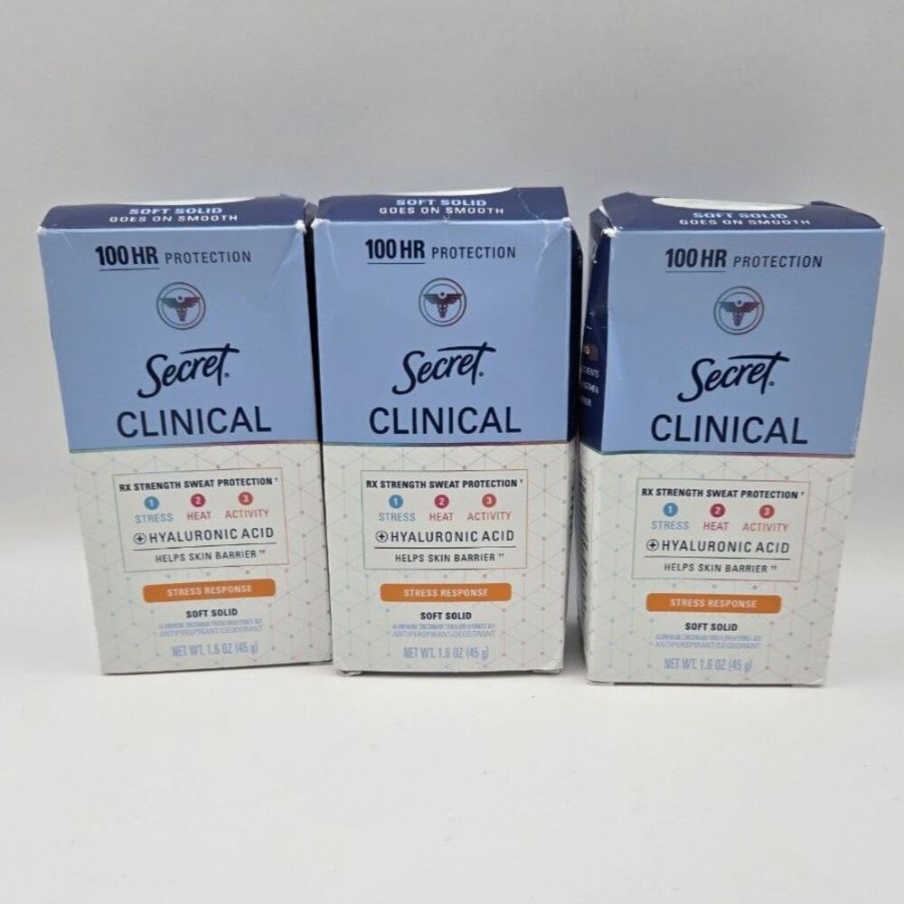 (QTY 3) Secret Clinical Soft Solid Antiperspirant Deodorant Stress 1.6 oz